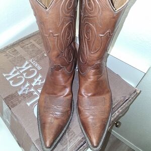 Classic Brown Leather Cowboy Boots
